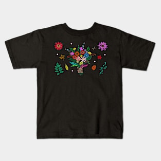 Dot Art Floral Arrangement Kids T-Shirt